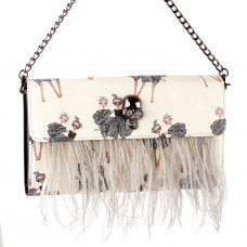 Show Story Women's Girls Punk Skull Feather Gems Design Fashion Outdoor Evening Clutch Handbag Bag,FB90023