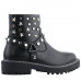 SHOW STORY Retro Black Star Studs Strap Combat Ankle Boots