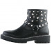 SHOW STORY Retro Black Star Studs Strap Combat Ankle Boots