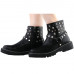 SHOW STORY Retro Black Star Studs Strap Combat Ankle Boots