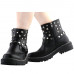 SHOW STORY Retro Black Star Studs Strap Combat Ankle Boots