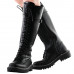 SHOW STORY Retro Black Lace-Up Buckle Strap Knee High Combat Boots