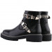 SHOW STORY Retro Black Buckle Studs Strap Combat Ankle Boots