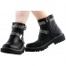 SHOW STORY Retro Black Buckle Studs Strap Combat Ankle Boots