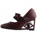 SHOW STORY Vintage Ruffle Mary-Jane Square-Toe Wedge Eye Shape High Heels Pumps