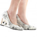 SHOW STORY Vintage Two Tone Floral Pattern Square-Toe Wedge Eye Shape High Heels Pumps