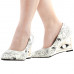 SHOW STORY Vintage Two Tone Floral Pattern Square-Toe Wedge Eye Shape High Heels Pumps