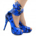 SHOW STORY Multicoloured Floral/Animal Pattern Gladiator Platform Pumps