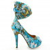 SHOW STORY Multicoloured Floral/Animal Pattern Gladiator Platform Pumps