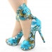 SHOW STORY Multicoloured Floral/Animal Pattern Gladiator Platform Pumps