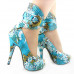 SHOW STORY Multicoloured Floral/Animal Pattern Gladiator Platform Pumps