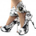 SHOW STORY Multicoloured Floral/Animal Pattern Gladiator Platform Pumps