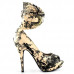 SHOW STORY Multicoloured Floral/Animal Pattern Gladiator Platform Pumps