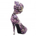 SHOW STORY Multicoloured Floral/Animal Pattern Gladiator Platform Pumps