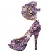 SHOW STORY Multicoloured Floral/Animal Pattern Gladiator Platform Pumps