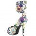 SHOW STORY Multicoloured Floral/Animal Pattern Gladiator Platform Pumps