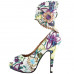 SHOW STORY Multicoloured Floral/Animal Pattern Gladiator Platform Pumps