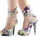 SHOW STORY Multicoloured Floral/Animal Pattern Gladiator Platform Pumps