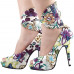 SHOW STORY Multicoloured Floral/Animal Pattern Gladiator Platform Pumps