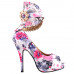 SHOW STORY Multicoloured Floral/Animal Pattern Gladiator Platform Pumps