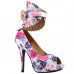 SHOW STORY Multicoloured Floral/Animal Pattern Gladiator Platform Pumps