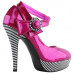 Ladies Flower Ankle Strap Stripe Platform Stiletto EVE Pumps