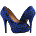 Womens Blue Peep Toe White Polka Dots Bow Platform Shoes