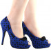 Womens Blue Peep Toe White Polka Dots Bow Platform Shoes