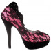 Ladies Black Lace Floral Print EVE Platform Stiletto Shoes