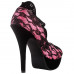 Ladies Black Lace Floral Print EVE Platform Stiletto Shoes
