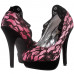 Ladies Black Lace Floral Print EVE Platform Stiletto Shoes