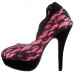 Ladies Black Lace Floral Print EVE Platform Stiletto Shoes