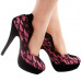 Ladies Black Lace Floral Print EVE Platform Stiletto Shoes