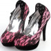 Ladies Black Lace Floral Print EVE Platform Stiletto Shoes