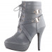 Sexy Punk Strap Buckles Zip High Heel Platform Ankle Boots