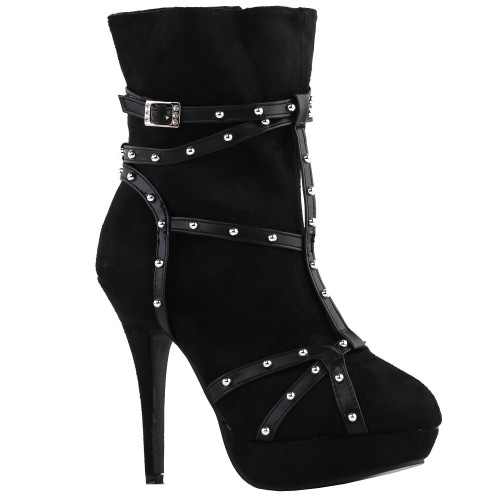 SHOW STORY Punk Black Strappy Studs Buckle High Heel Stiletto Platform ...