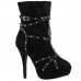 SHOW STORY Punk Black Strappy Studs Buckle High Heel Stiletto Platform Ankle Boots Bootie