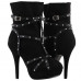 SHOW STORY Punk Black Strappy Studs Buckle High Heel Stiletto Platform Ankle Boots Bootie