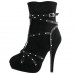 SHOW STORY Punk Black Strappy Studs Buckle High Heel Stiletto Platform Ankle Boots Bootie