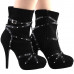 SHOW STORY Punk Black Strappy Studs Buckle High Heel Stiletto Platform Ankle Boots Bootie