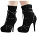 SHOW STORY Punk Black Strappy Studs Buckle High Heel Stiletto Platform Ankle Boots Bootie