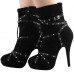 SHOW STORY Punk Black Strappy Studs Buckle High Heel Stiletto Platform Ankle Boots Bootie