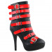 SHOW STORY Fashion Black Red Two Tone Strappy Buckle Gladiator Platform Ankle Bootie