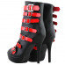 SHOW STORY Fashion Black Red Two Tone Strappy Buckle Gladiator Platform Ankle Bootie