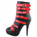 SHOW STORY Fashion Black Red Two Tone Strappy Buckle Gladiator Platform Ankle Bootie