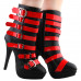 SHOW STORY Fashion Black Red Two Tone Strappy Buckle Gladiator Platform Ankle Bootie