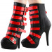 SHOW STORY Fashion Black Red Two Tone Strappy Buckle Gladiator Platform Ankle Bootie