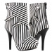 SHOW STORY Fashion Black White Two Tone Stripe Print Gladiator Platform Ankle Bootie