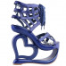 SHOW STORY Punk Black Spider Web Lace-Up Heart Heel Wedge Platform Club Sandals