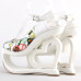 SHOW STORY Elegant Butterfly Print Bow Ankle Strap Heart Heel Wedge Bridesmaid Wedding Sandals